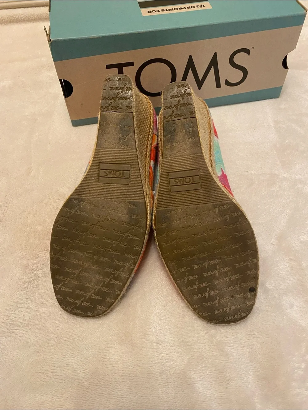 Toms Multicolor Floral Canvas Espadrille Wedges